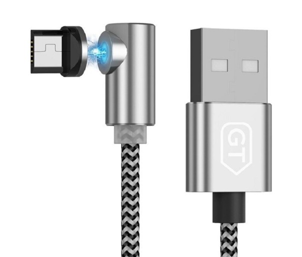 Cablu USB magnetic cu unghi K649 argint 2 m 1