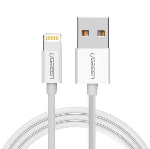 Cablu USB pentru Apple iPhone / iPad / iPod alb 50 cm