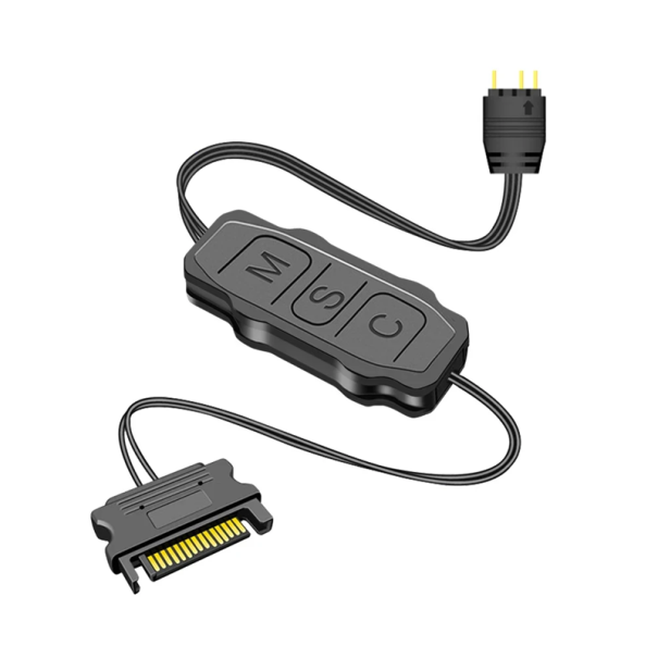 Cablul 5V 3PIN cu întrerupător pentru componente RGB ale computerului, 3 butoane pentru controlul iluminării benzilor LED și ventilatoarelor negru