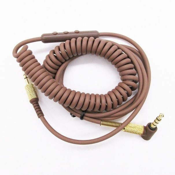 Cabo áudio com microfone para auscultadores Marshall Major II III castanho