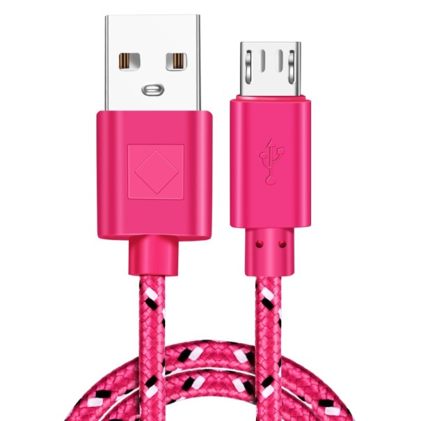 Cabo de carregamento Micro USB para USB K451 rosa escuro 50 cm