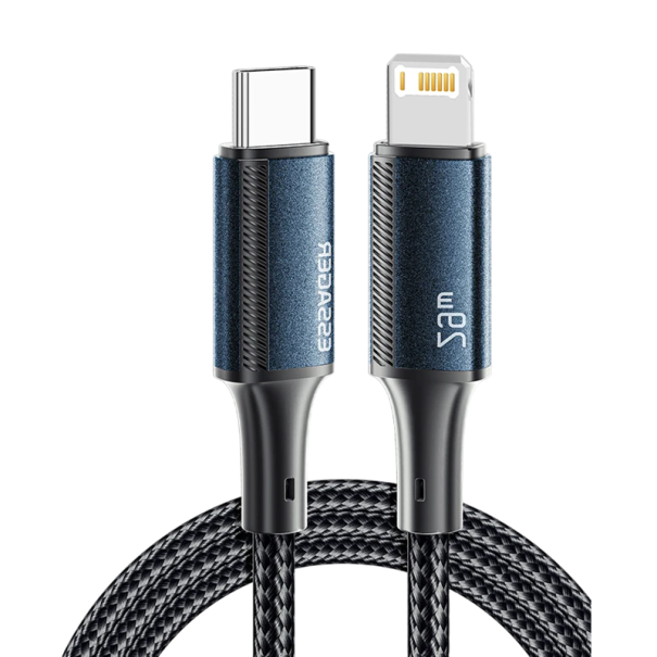 Cabo de carregamento rápido 2 m USB C para iPhone Lightning 29 W 3 A cabo de dados para carregamento rápido cabo resistente para dispositivos iOS azul