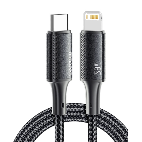 Cabo de carregamento rápido 3 m USB C para iPhone Lightning 29 W 3 A cabo de dados para carregamento rápido cabo resistente para dispositivos iOS preto
