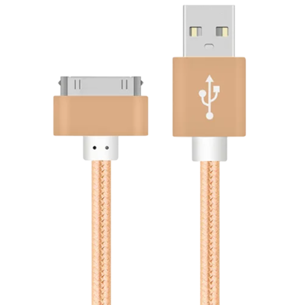 Cabo de carregamento rápido 30pin para USB A 1 m cabo de dados e carregamento 2.4A cabo de sincronização para dispositivos Apple mais antigos iPod iPhone iPad dourado
