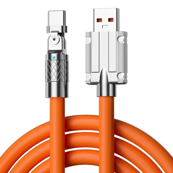 Cabo de carregamento rápido com conector USB-C rotativo 120 W 6 A 1 m laranja