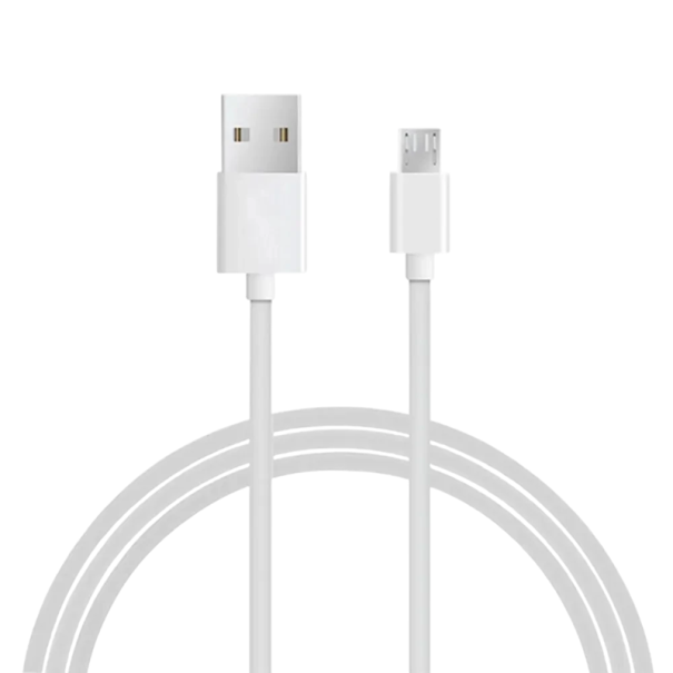 Cabo de carregamento rápido USB A para Micro USB 1 m 2.4A transferência de dados de alta velocidade 480 Mbps carregamento e sincronização de dispositivos com conector micro USB branco