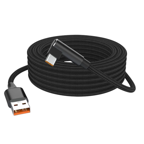 Cabo de carregamento rápido USB A para USB C 1 m com ângulo de 90 graus 6A Cabo de dados e carregamento Tipo-C para carregamento e sincronização para telefone e tablet preto