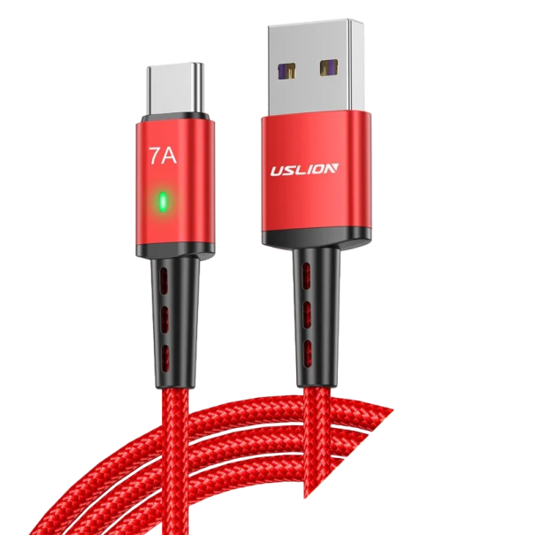 Cabo de carregamento rápido USB-C 7 A 2 m vermelho