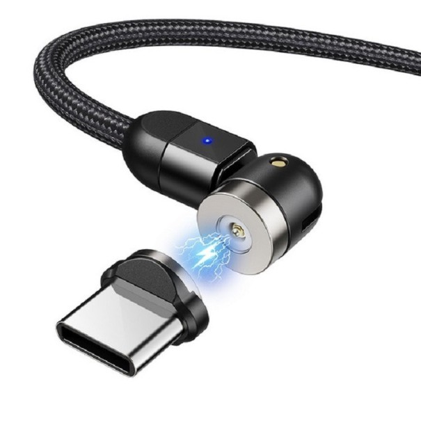 Cabo de carregamento USB magnético com conector preto 1 m 2
