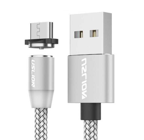 Cabo de carregamento USB magnético K434 prateado 2 m 2