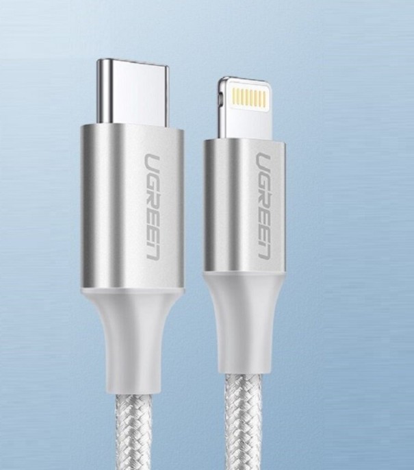 Cabo de Dados para Apple Lightning para USB-C prateado