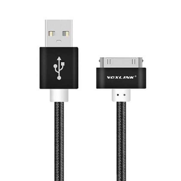 Cabo de dados USB para Apple 30-pin preto 25 cm