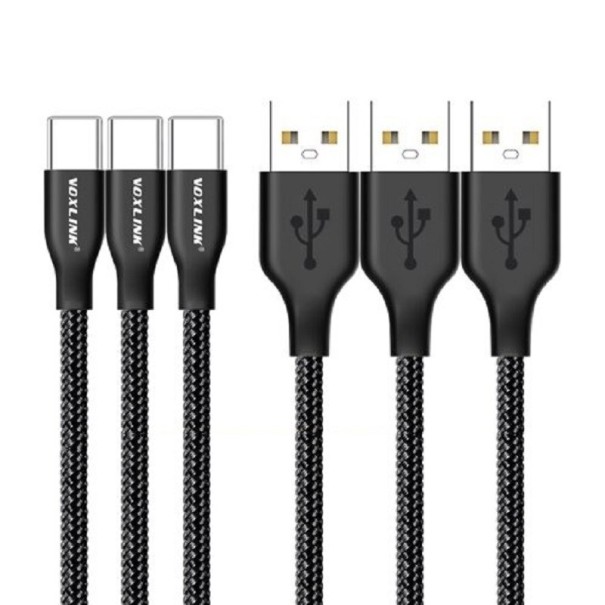 Cabo de dados USB / USB-C 3 unid preto 1 m
