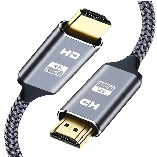 Cabo HDMI Têxtil 4K 60 Hz 1 m Cabo HDMI 2.0 Reforçado Conexão PC Laptop TV Monitor Consola Transmissão estável de imagem e som UHD 1