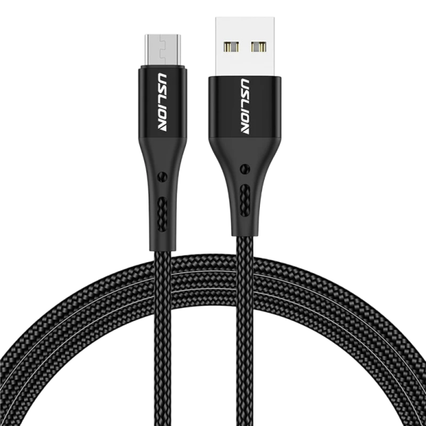 Cabo USB A para Micro USB 1 m 3A em nylon trançado para carregamento rápido de telefone 5V 5A preto