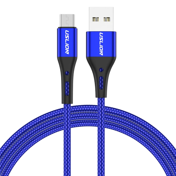 Cabo USB A para Micro USB 2 m 3A em nylon trançado para carregamento rápido de telemóveis azul