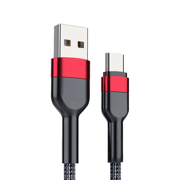 Cabo USB C e USB A de carregamento rápido de 0,5 m, cabo de dados para carregamento de 5A, carregamento rápido e transferência de dados de dispositivos TYP-C vermelho