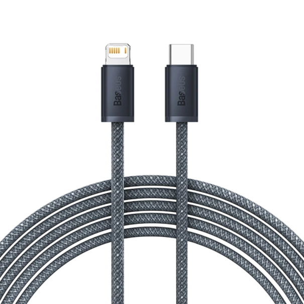 Cabo USB C para Lightning trançado rápido de 2 m 20W/27W PD 3A iPhone iPad powerbanks carregamento rápido transferência de dados 480 Mbps azul escuro