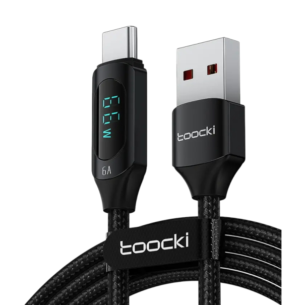 Cabo USB C para USB A 2 m 66W cabo de dados PD 6 A com indicador LED Tipo C e Tipo A cabo longo preto