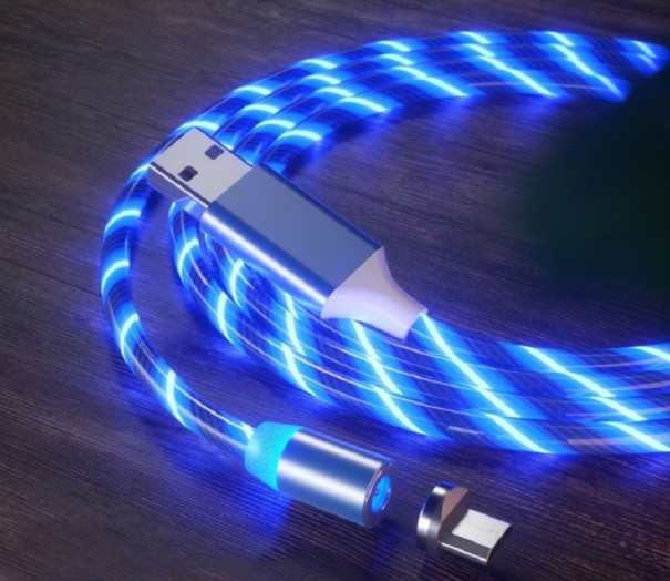 Cabo USB magnético com iluminação LED azul 1