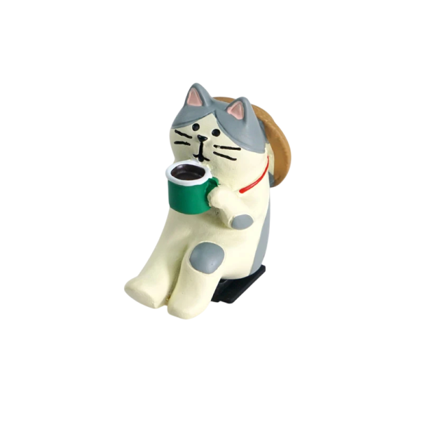 Cache de flash d'appareil photo 2,11 x 4,29 x 2,33 cm Motif de chat assis avec du café Protection décorative de la griffe 1