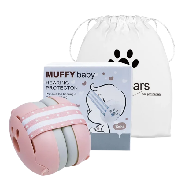 Cache-oreilles pour enfants 9 x 7 cm Sangle élastique réglable Cache-oreilles antibruit Bébés Nouveau-nés Voyage Sommeil rose
