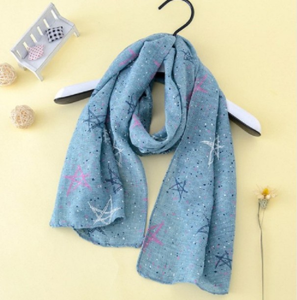 Cachecol de menina para a primavera/outono com estampado J884 azul