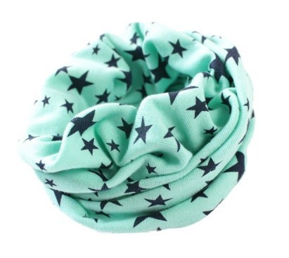 Cachecol de moda infantil (gola) com estrelas J3036 turquesa