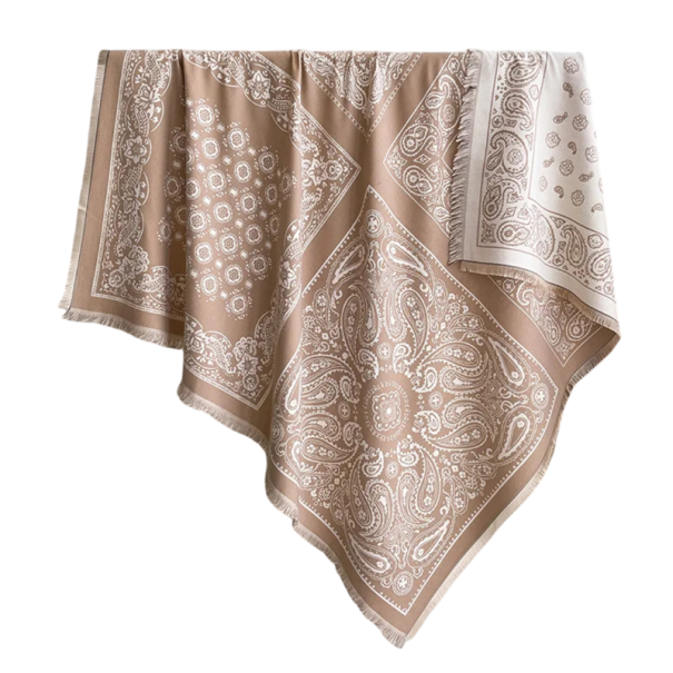 Cachecol feminino 130 x 130 cm Cachecol quadrado de poliéster com franjas Motivação elegante e delicada Acessório de moda quente para outono e inverno bege