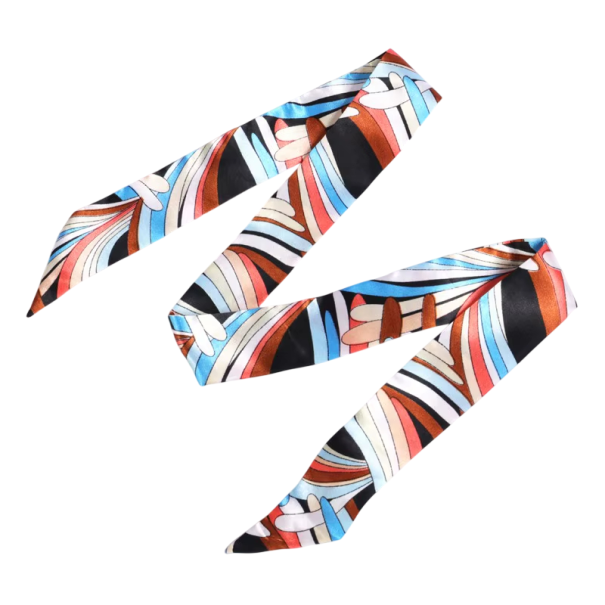 Cachecol feminino longo e estreito 4 × 100 cm Estampado Acessório de moda multifuncional para a cabeça Faixa de cabelo Adorno para alça de bolsa castanho