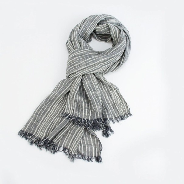 Cachecol riscado masculino J3057 cinzento