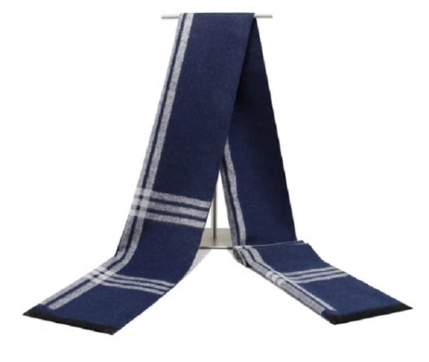 Cachecol riscado para homem - Azul escuro 1