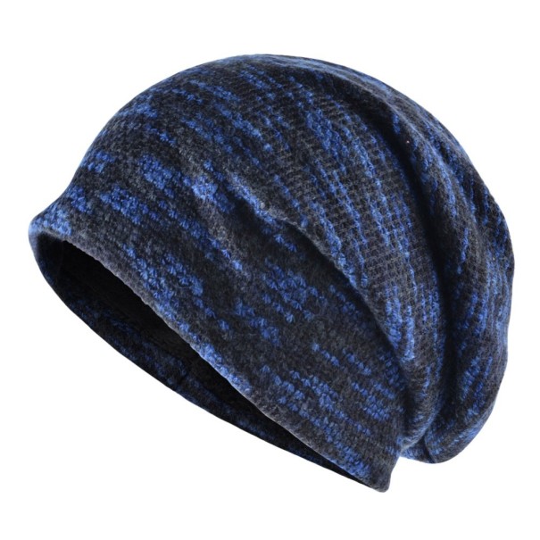 Căciulă bărbătească tricotată cu blană J2081 albastru