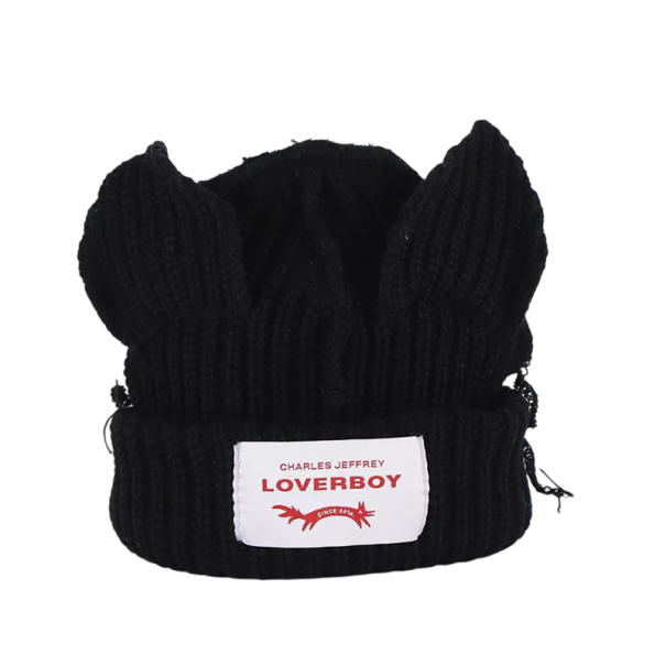 Căciulă de iarnă tricotată Skullies cu urechi de pisică Pălărie croșetată unisex 55–60 cm Căciulă hip-hop călduroasă și la modă Accesoriu de iarnă pentru costume Cadou de Crăciun negru