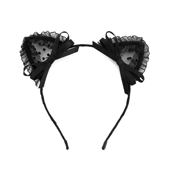 Căciulă de păr cu urechi de pisică și fundițe Căciulă romantică pentru femei stil kawaii Accesoriu elegant pentru petreceri și cosplay 1