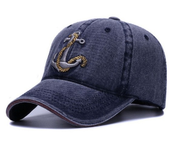 Căciulă din denim cu ancoră J2510 albastru