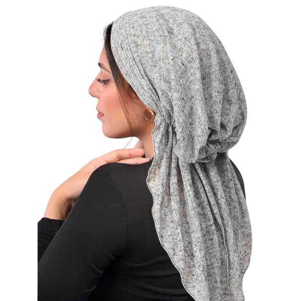 Căciulă hijab pentru femei cu eșarfă lungă din poliester de 58 cm pentru acoperirea părului și gâtului pentru purtare zilnică gri