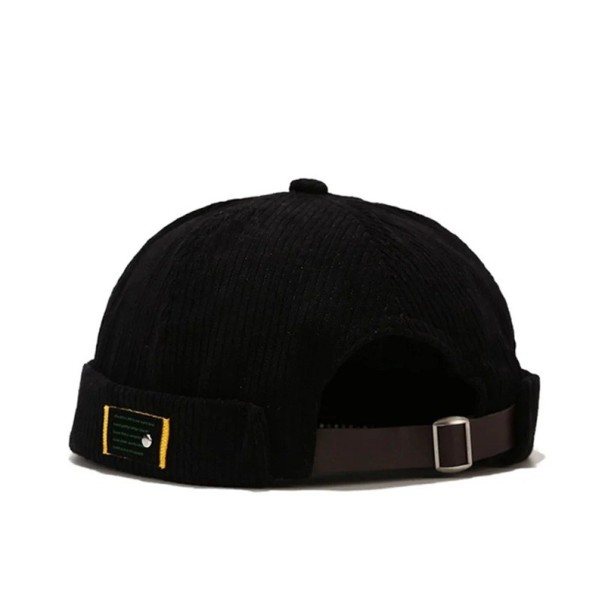 Căciulă unisex din bumbac fără boruri, pălărie dockers ajustabilă, stil streetwear hip hop, căciulă retro cu formă de cupolă pentru bărbați negru