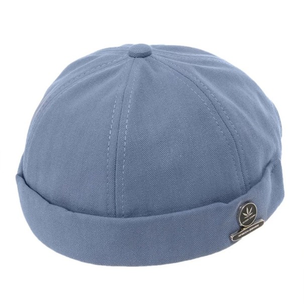 Căciulă unisex din catifea fără margine din bumbac Pălărie retro dockers ajustabilă Stil streetwear hip hop Pălărie de modă cu formă bombată albastru