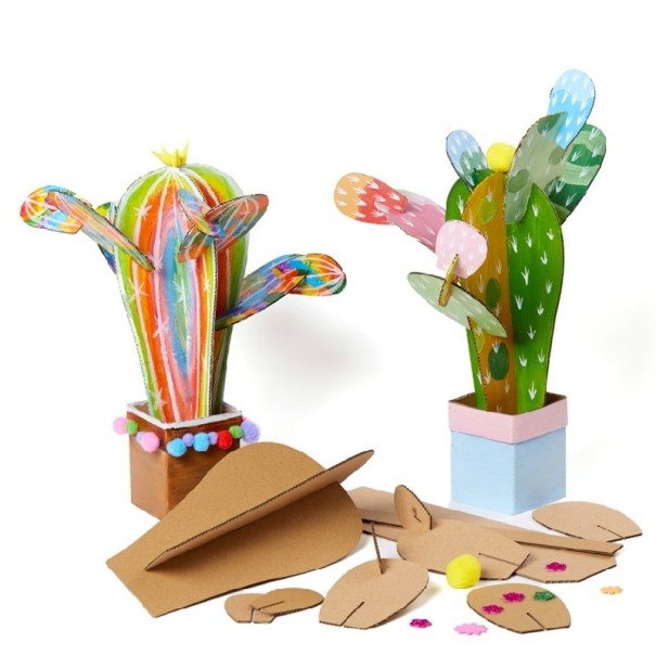 Cactus en papier à plier à colorier 1