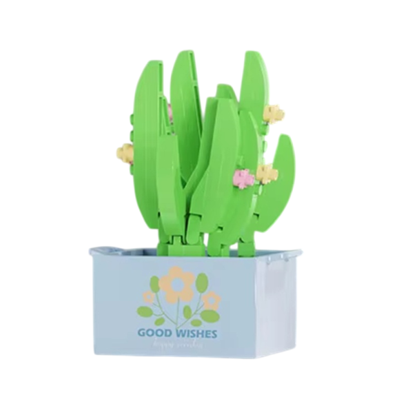 Cactus Flower Bouquet 4.8 x 3.5 x 6 cm 103 pcs Mini Micro Building Set Flower Blocks DIY Kit for Children and Adults Creative Room Decoration Plant 1
