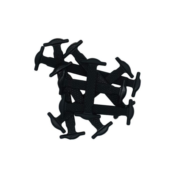 Cadarços de silicone sem atar 16 pcs preto