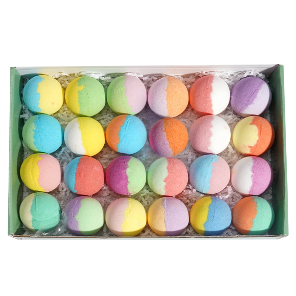 Cadeauset van 24 kinderbadbruisballen met verrassing Natuurlijke biologische sprankelende badbruisballen voor meisjes en jongens Leuke bubbels 1
