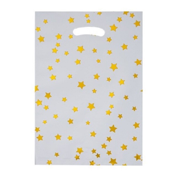 Cadeauzakje met sterren 10 stuks wit