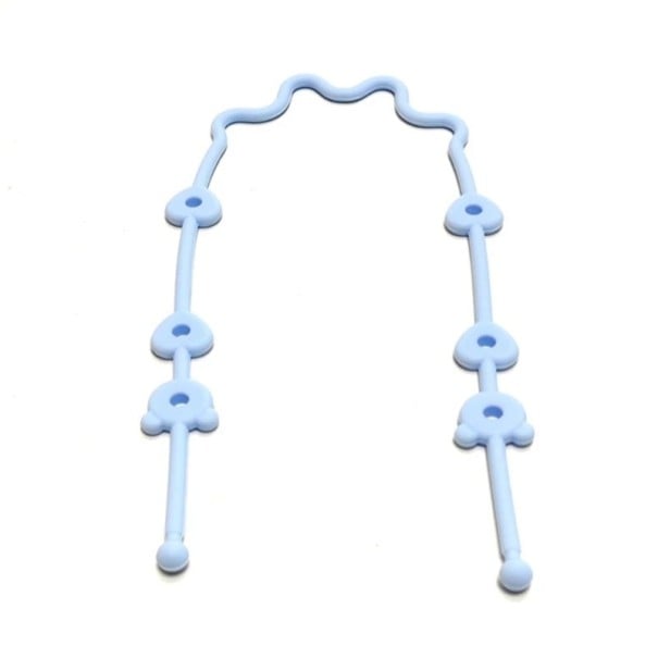 Cadeia de chucha em silicone Comprimento 50 cm Fixação ajustável ao carrinho Suporte para brinquedos e garrafas contra quedas no chão azul