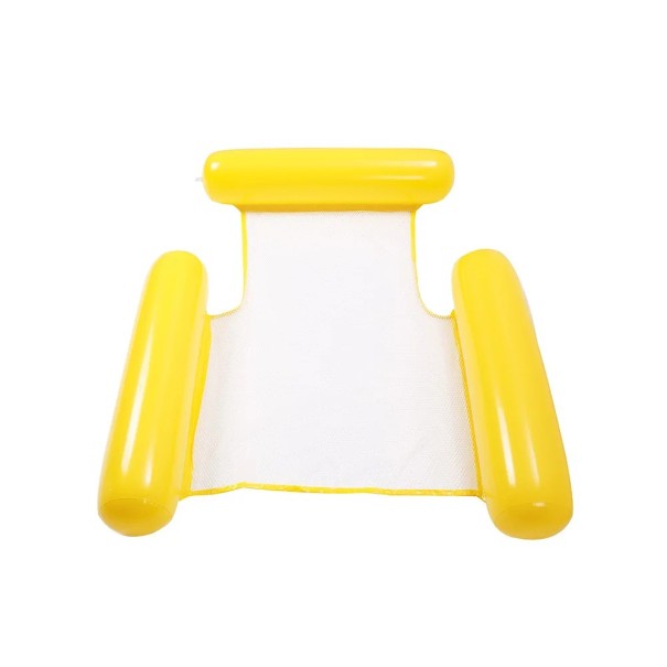 Cadeira Flutuante de Água 133 x 100 cm PVC Cama Inflável com Encosto e Braços Cadeira Flutuante para Piscina Relaxante amarelo