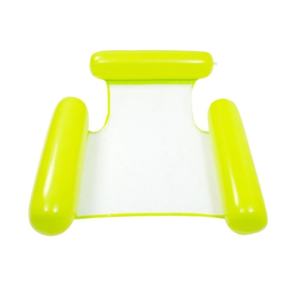Cadeira Flutuante de Água 133 x 100 cm PVC Cama Inflável com Encosto e Braços Cadeira Flutuante para Piscina Relaxante verde