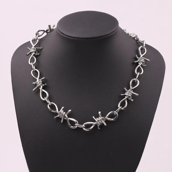 Cadena de alambre de púas para mujer plateado