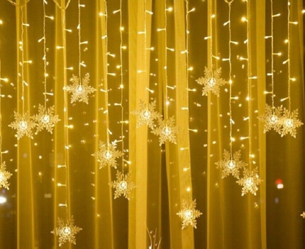 Cadena de luces LED con forma de copo de nieve blanco cálido