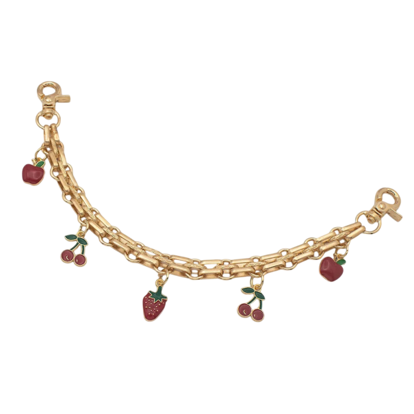 Cadena decorativa para bolso con colgantes de fruta roja 25 cm Aleación metálica Correa decorativa dorada para bolso asa de repuesto accesorio para bolso 1